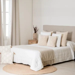 Colcha Cuadros Lisa Natural