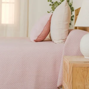 Colcha Doble Tela Algodón Jacquard  Punto Rosa Keike