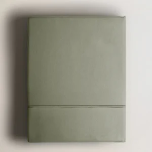 Juego sábanas 100% algodón satén festón verde seco (300 hilos)