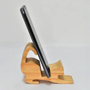 Soporte teléfono móvil gato en madera de pino